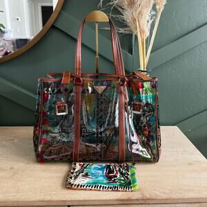 PRADA VINYL CANAPA VENICE TOTE PVC WITH POUCH
